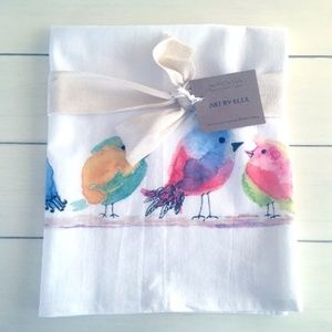 COTTON FLOUR SACK TEA TOWEL WATERCOLOR BIRDS